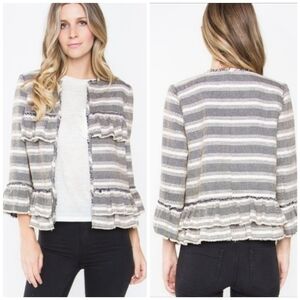 SUGAR + Lips Woven Ruffle Blazer Size XS